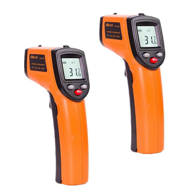 Elitech 2Pack Laser Temperature Gun, Non-Contact Digital Infrared Thermometer, Adjustable Emissivity, Backlight, Handheld for Grill, Meat, Candy, Automotive, HVAC Tools, -50~530°C(-58~986°F), DIT-220 - Image 1